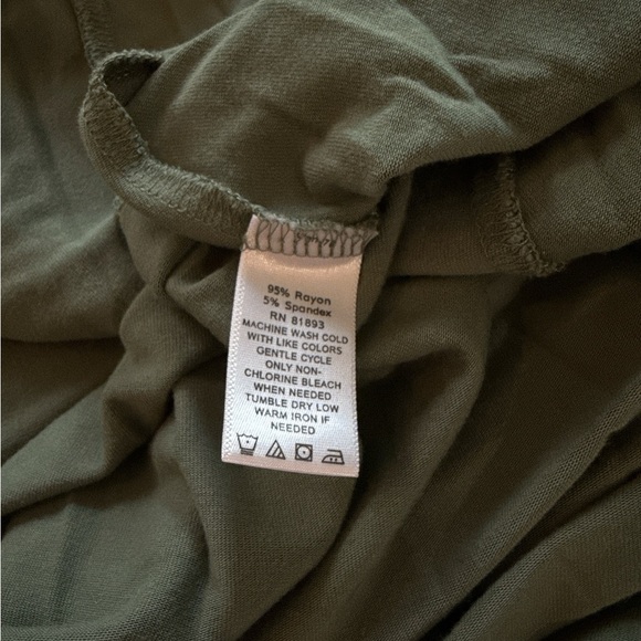 H by Halston Olive Green High-Low Maxi Dress Short Sleeve Rayon Blend Size M - Picture 9 of 9